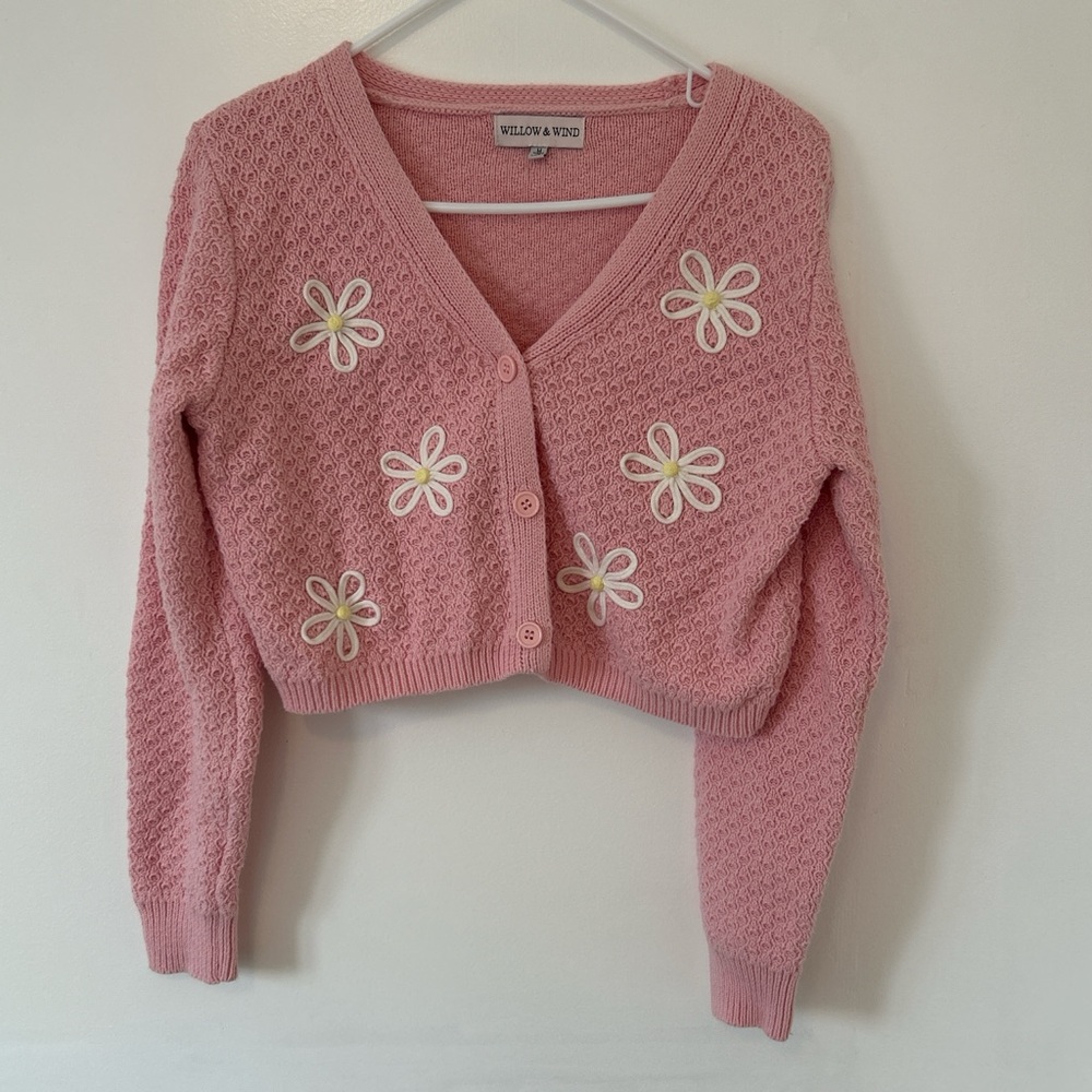Pink Floral Women Sweater